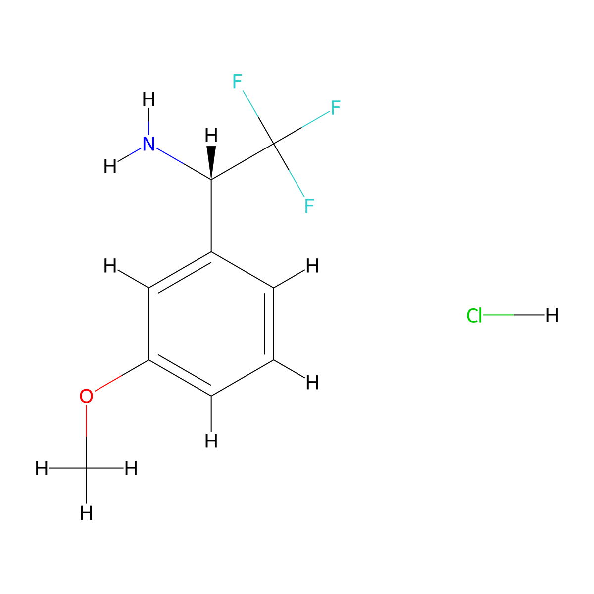 (S)-2,2,2-Trifluoro-1-(3-methoxyphenyl)ethanamine hydrochloride molecular structure, CAS 2222471-40-9