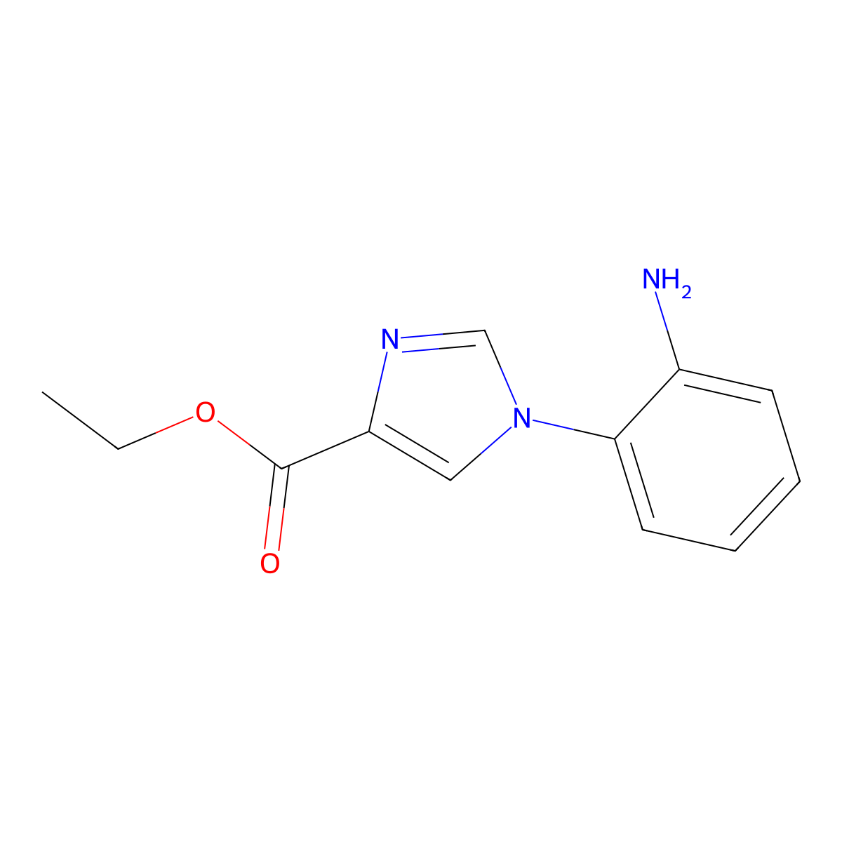 Ethyl 1-(2-aminophenyl)imidazole-4-carboxylate molecular structure, CAS 2222511-74-0