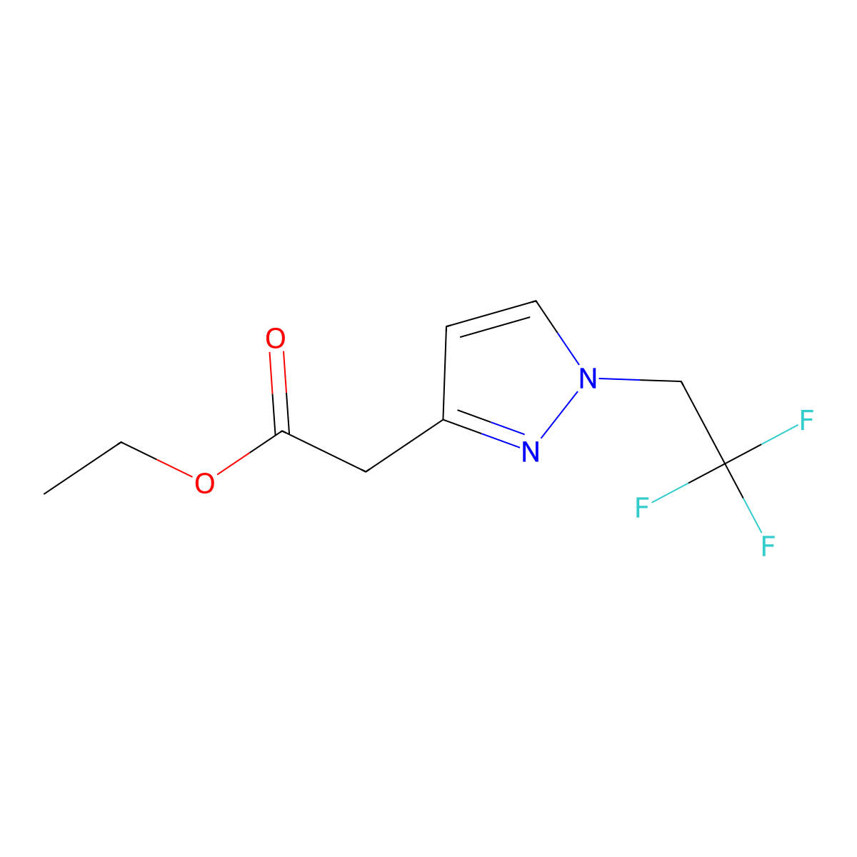 Ethyl 2-[1-(2,2,2-trifluoroethyl)pyrazol-3-yl]acetate molecular structure, CAS 2222511-76-2