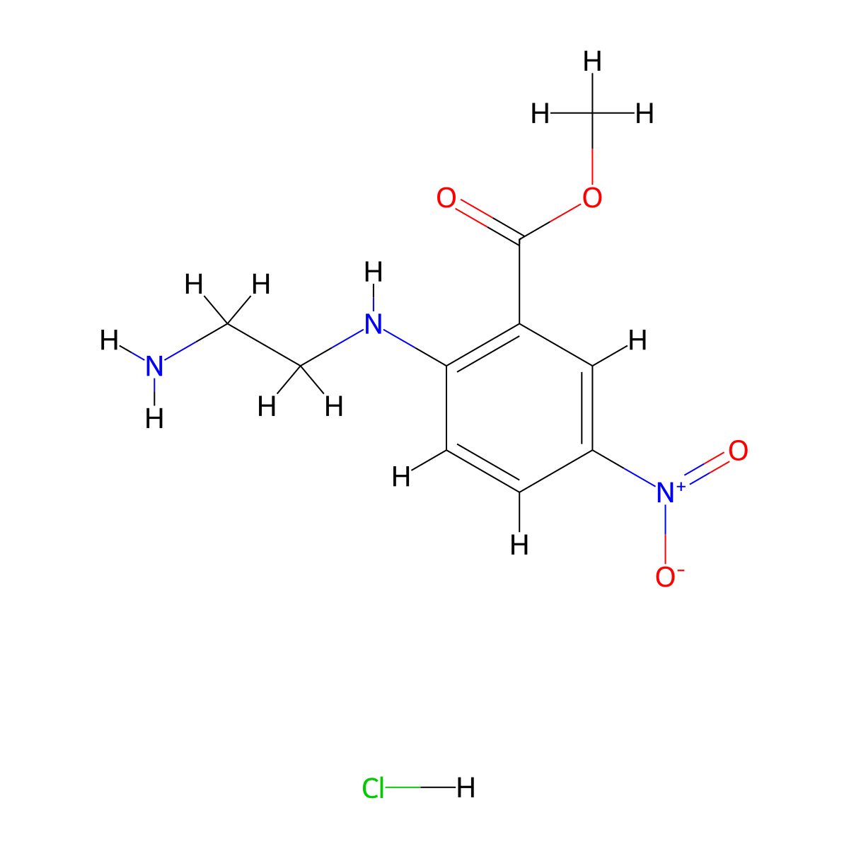 Methyl 2-[(2-aminoethyl)amino]-5-nitrobenzoate hydrochloride molecular structure, CAS 2222511-84-2