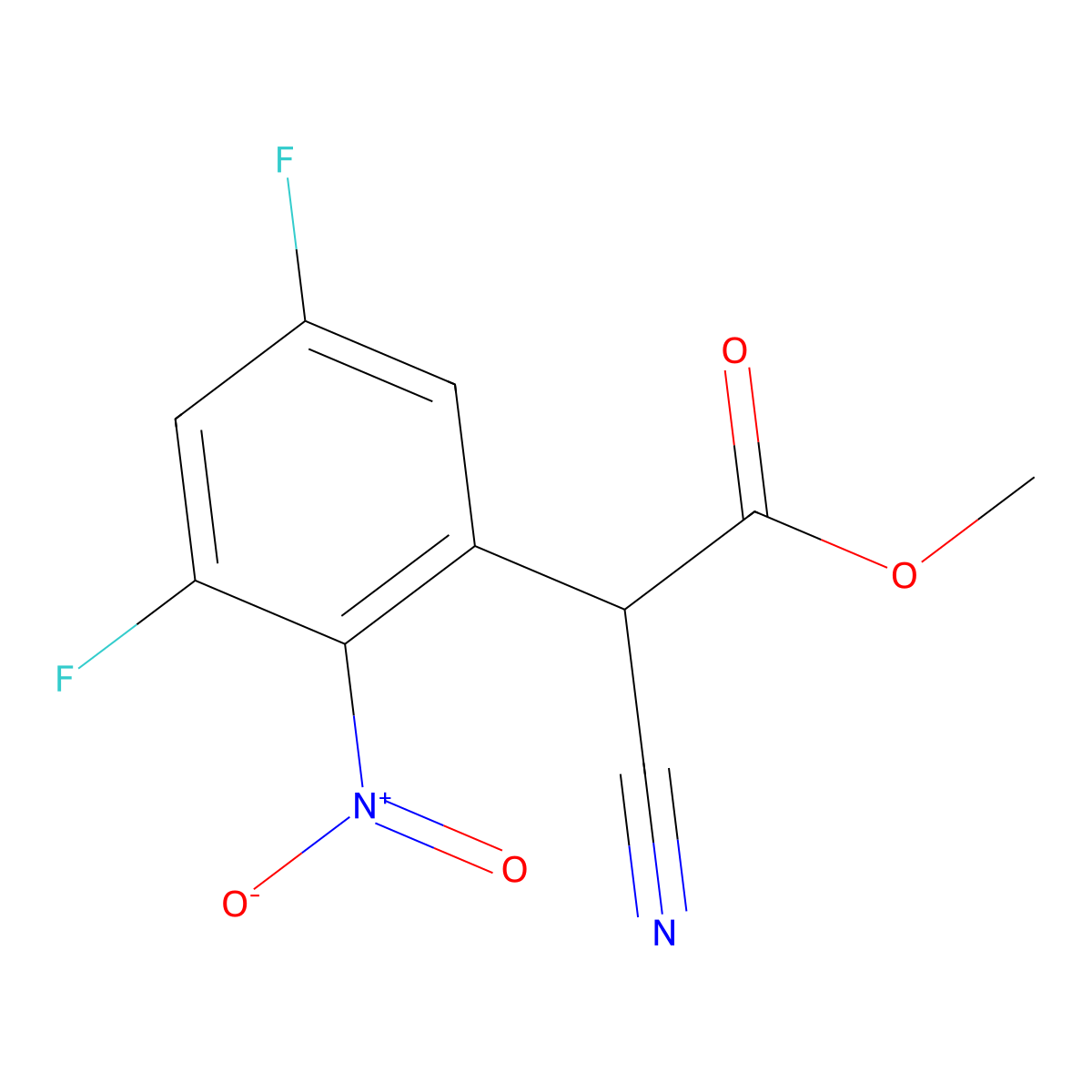 Methyl 2-cyano-2-(3,5-difluoro-2-nitrophenyl)acetate molecular structure, CAS 2222511-87-5