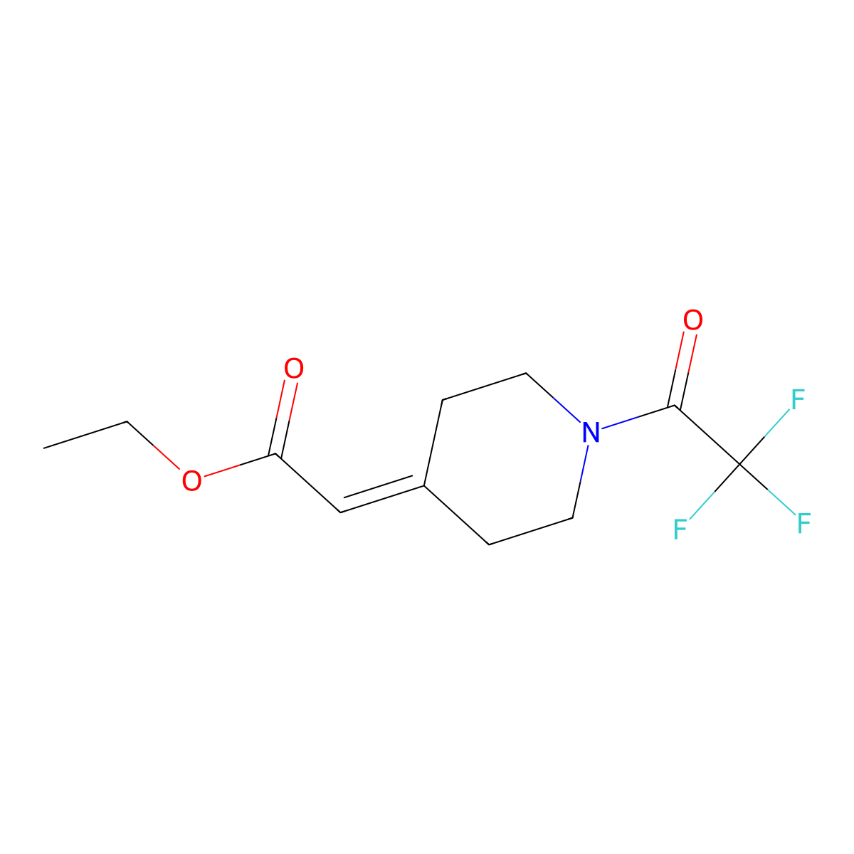 Ethyl 2-[1-(trifluoroacetyl)piperidin-4-ylidene]acetate molecular structure, CAS 2222511-89-7