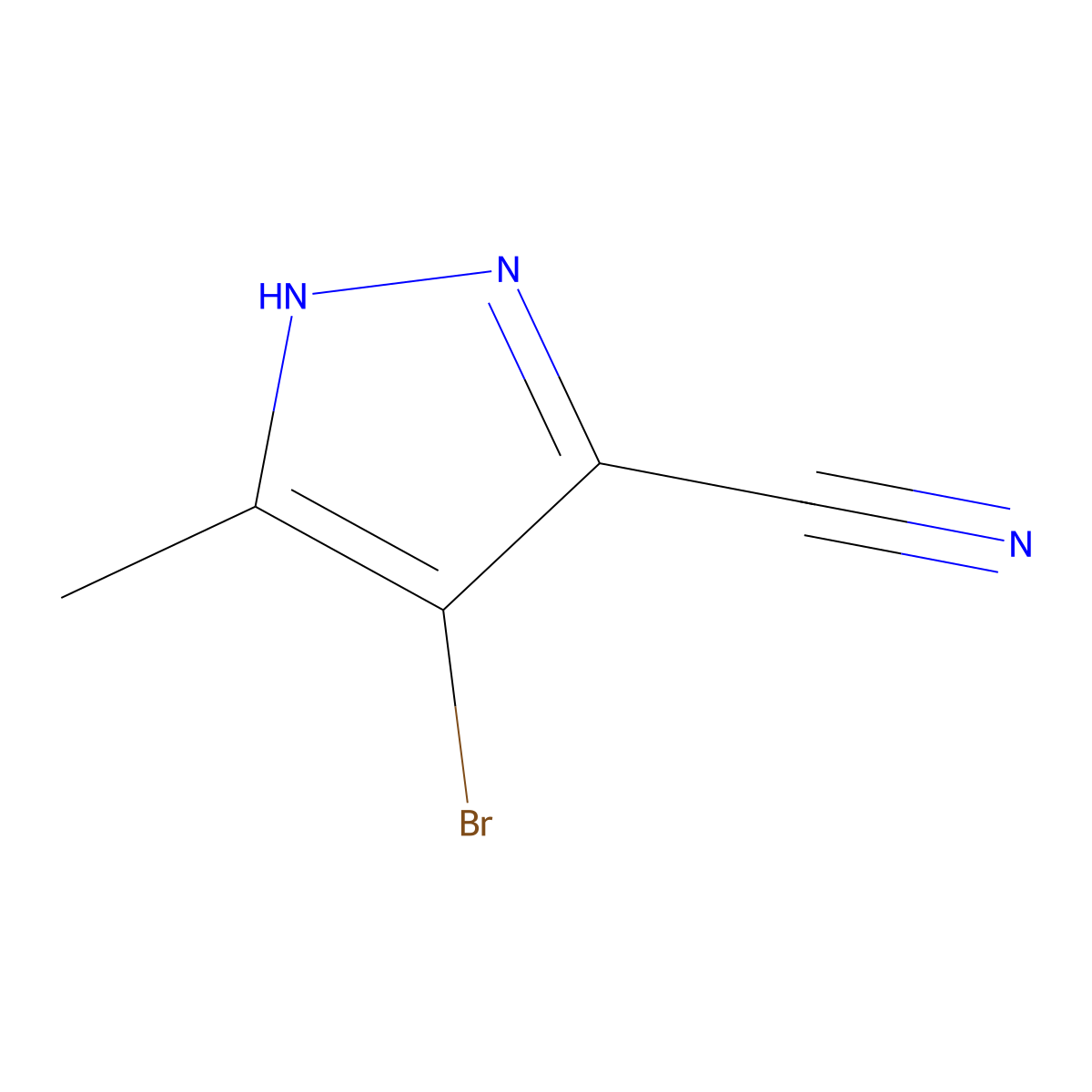 4-Bromo-5-methyl-1H-pyrazole-3-carbonitrile molecular structure, CAS 2222511-91-1