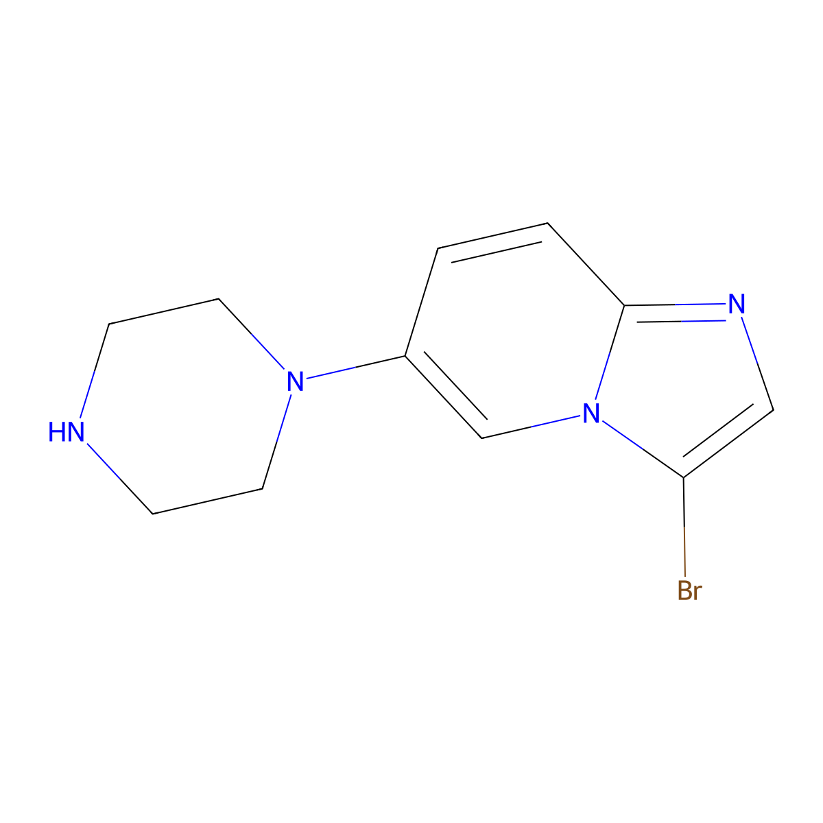 1-(3-Bromoimidazo[1,2-a]pyridin-6-yl)piperazine molecular structure, CAS 2222511-93-3