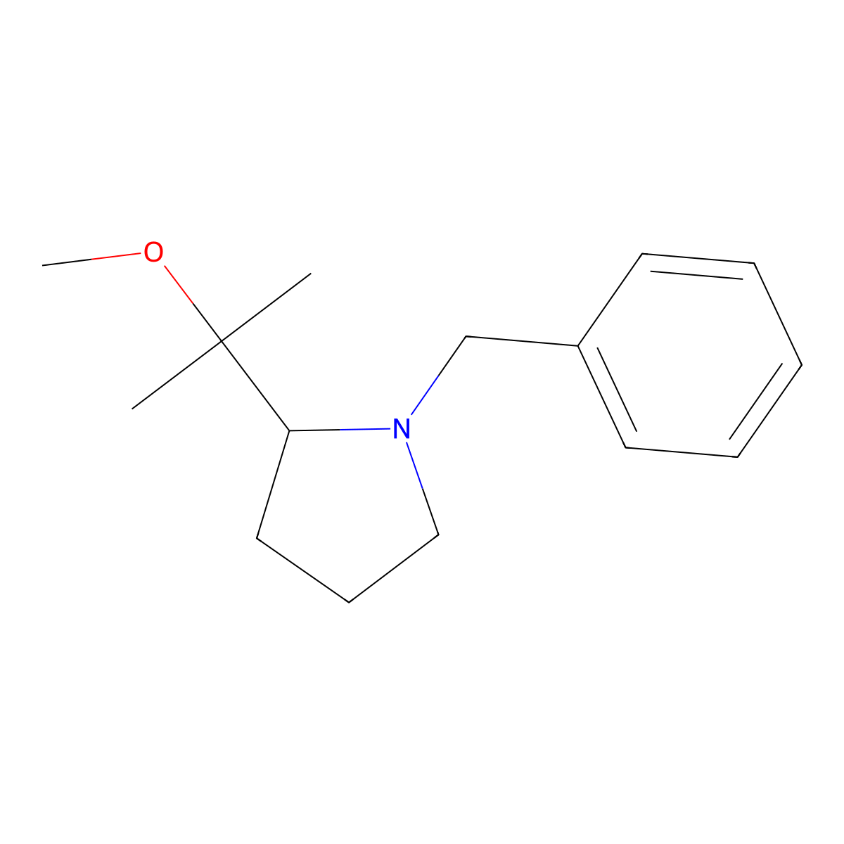 1-Benzyl-2-(2-methoxypropan-2-yl)pyrrolidine molecular structure, CAS 2222511-98-8