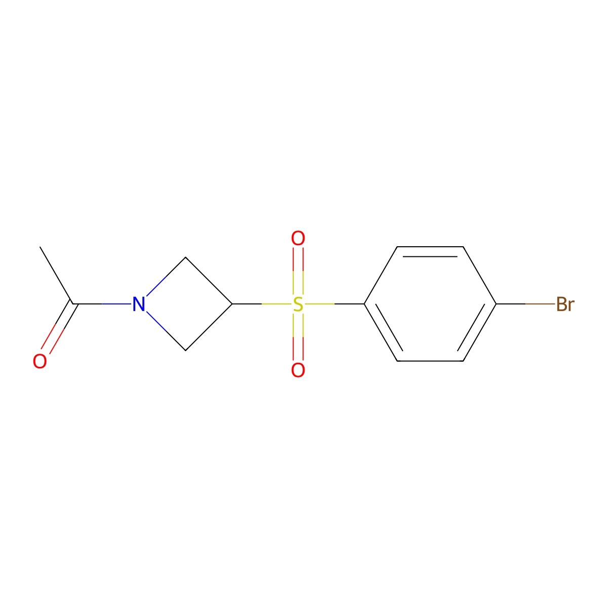 1-{3-[(4-Bromobenzene)sulfonyl]azetidin-1-yl}ethanone molecular structure, CAS 2222512-01-6