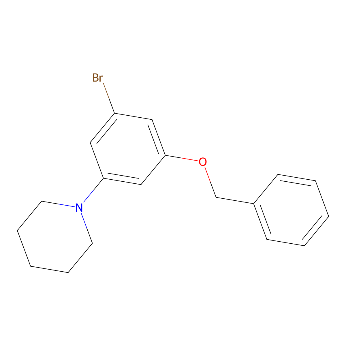 1-[3-(Benzyloxy)-5-bromophenyl]piperidine molecular structure, CAS 2222512-15-2