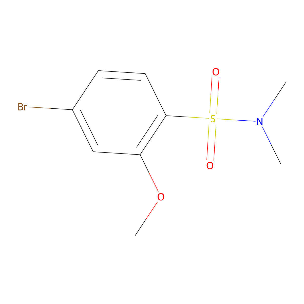 4-bromo-2-methoxy-N,N-dimethylbenzenesulfonamide molecular structure, CAS 2222512-23-2