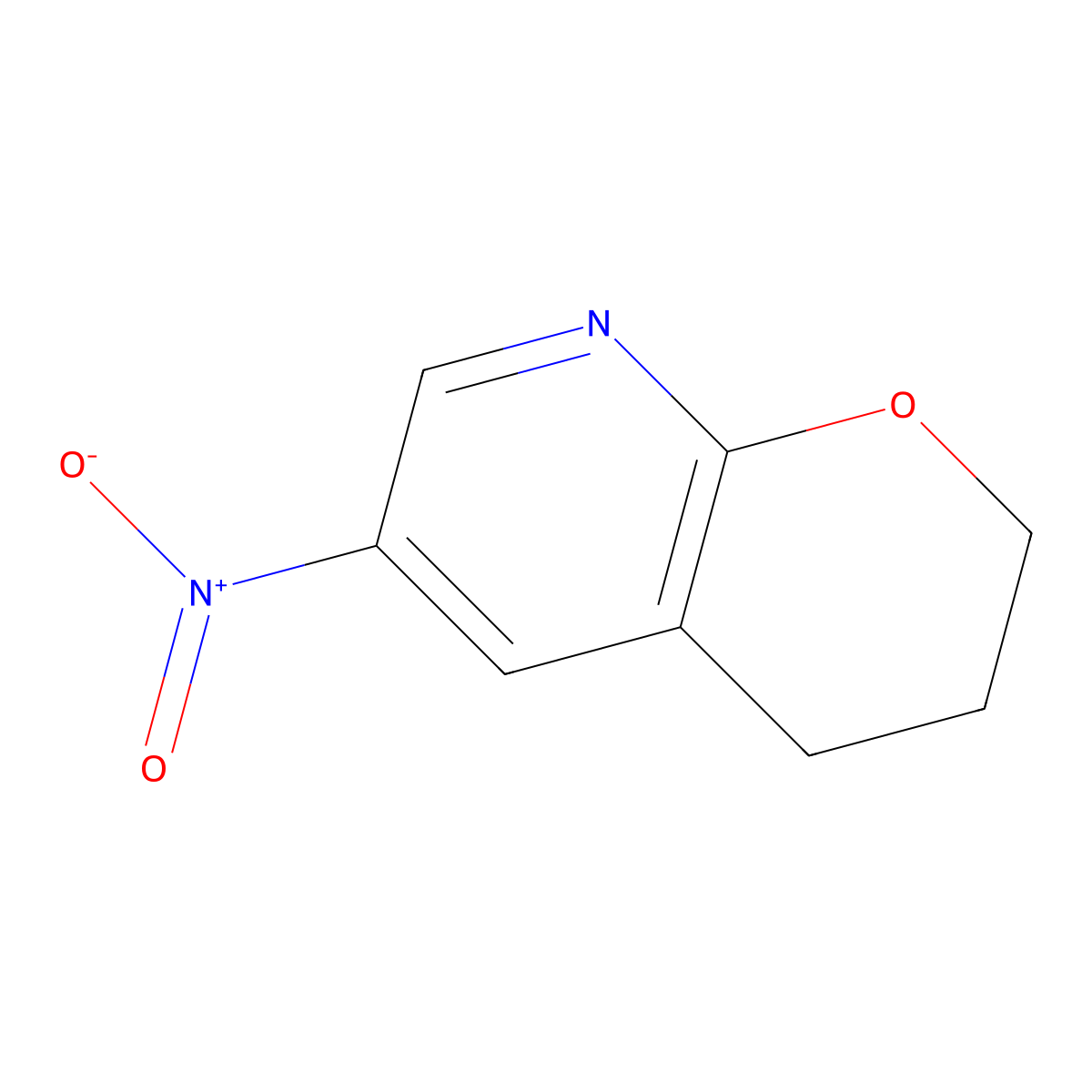 6-Nitro-2H,3H,4H-pyrano[2,3-b]pyridine molecular structure, CAS 2222512-37-8