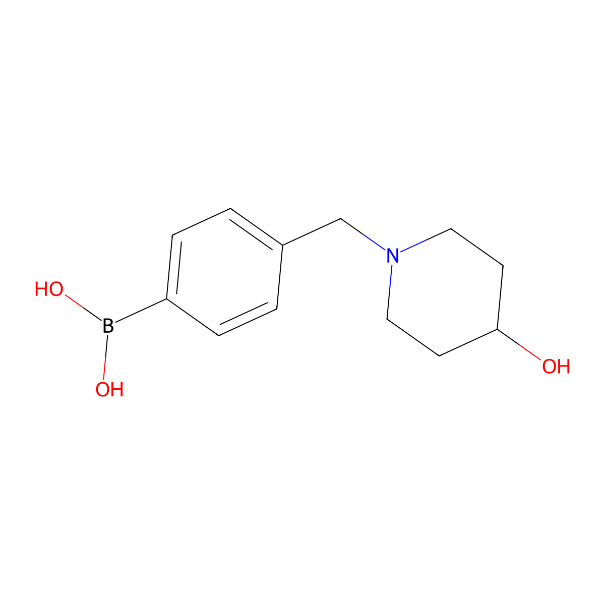 (4-((4-Hydroxypiperidin-1-yl)methyl)phenyl)boronic acid molecular structure, CAS 2222531-51-1