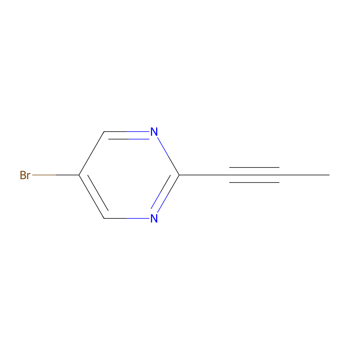 5-Bromo-2-(prop-1-yn-1-yl)pyrimidine molecular structure, CAS 2222541-47-9