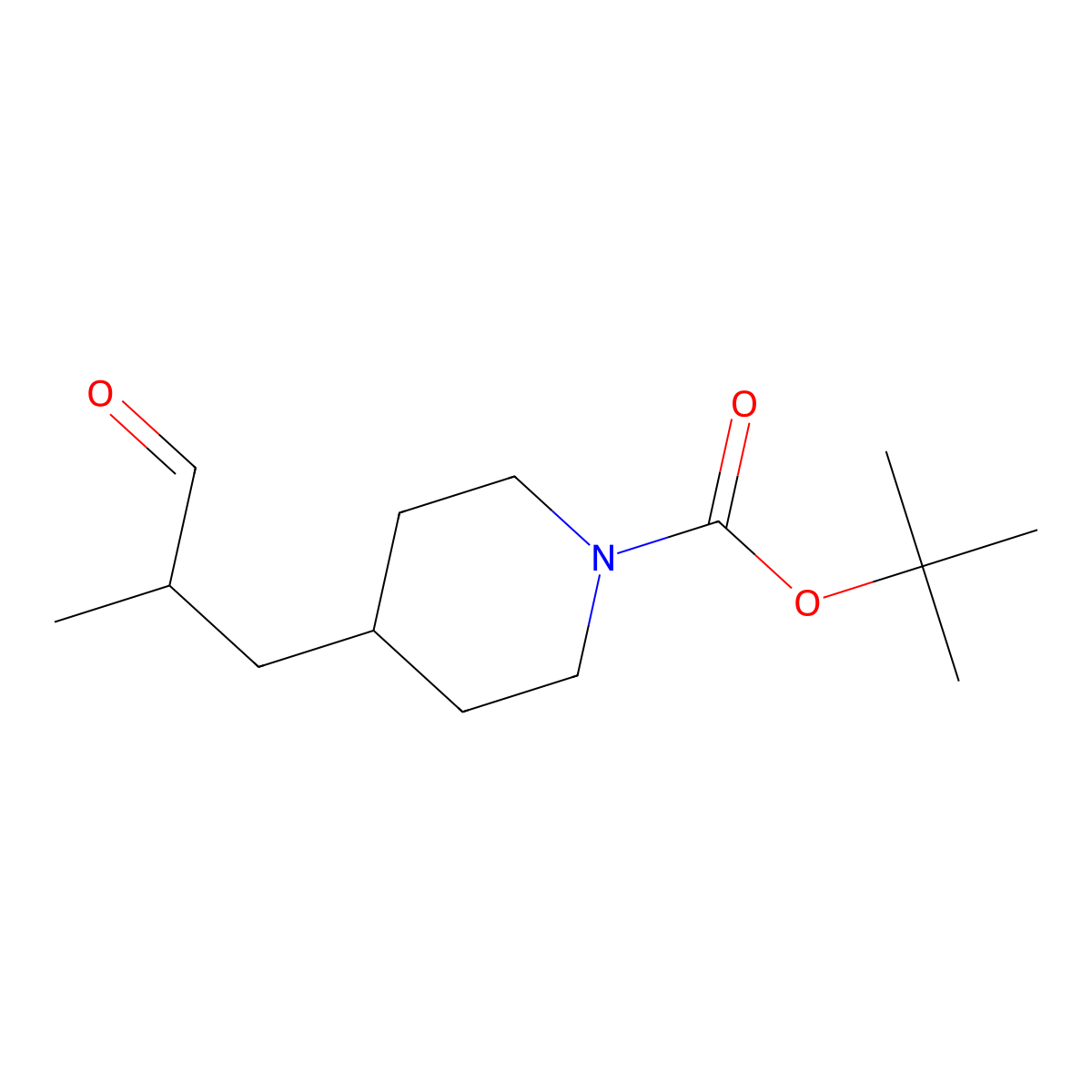 Tert-butyl 4-(2-methyl-3-oxopropyl)piperidine-1-carboxylate molecular structure, CAS 2222552-47-6