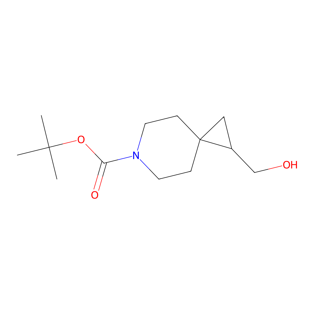tert-butyl (2R)-2-(hydroxymethyl)-6-azaspiro[2.5]octane-6-carboxylate molecular structure, CAS 2222553-48-0