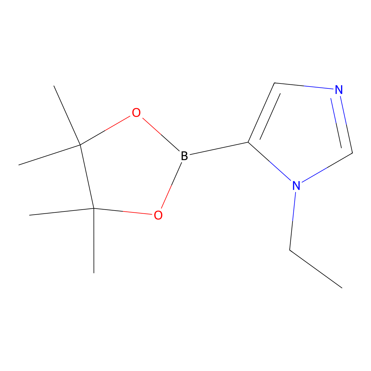 1-ethyl-5-(4,4,5,5-tetramethyl-1,3,2-dioxaborolan-2-yl)-1H-imidazole molecular structure, CAS 2222574-16-3