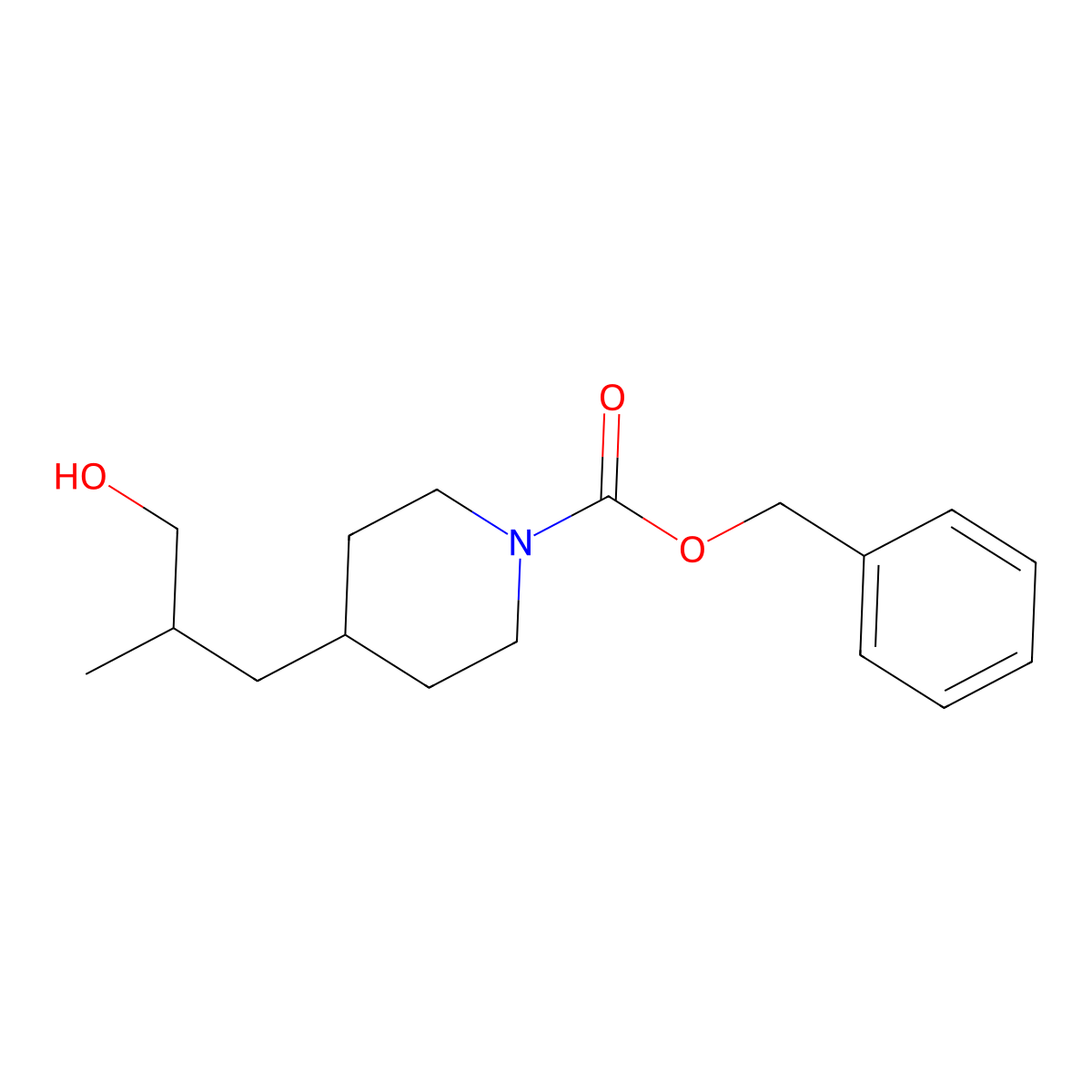Benzyl 4-(3-hydroxy-2-methylpropyl)piperidine-1-carboxylate molecular structure, CAS 2222603-90-7
