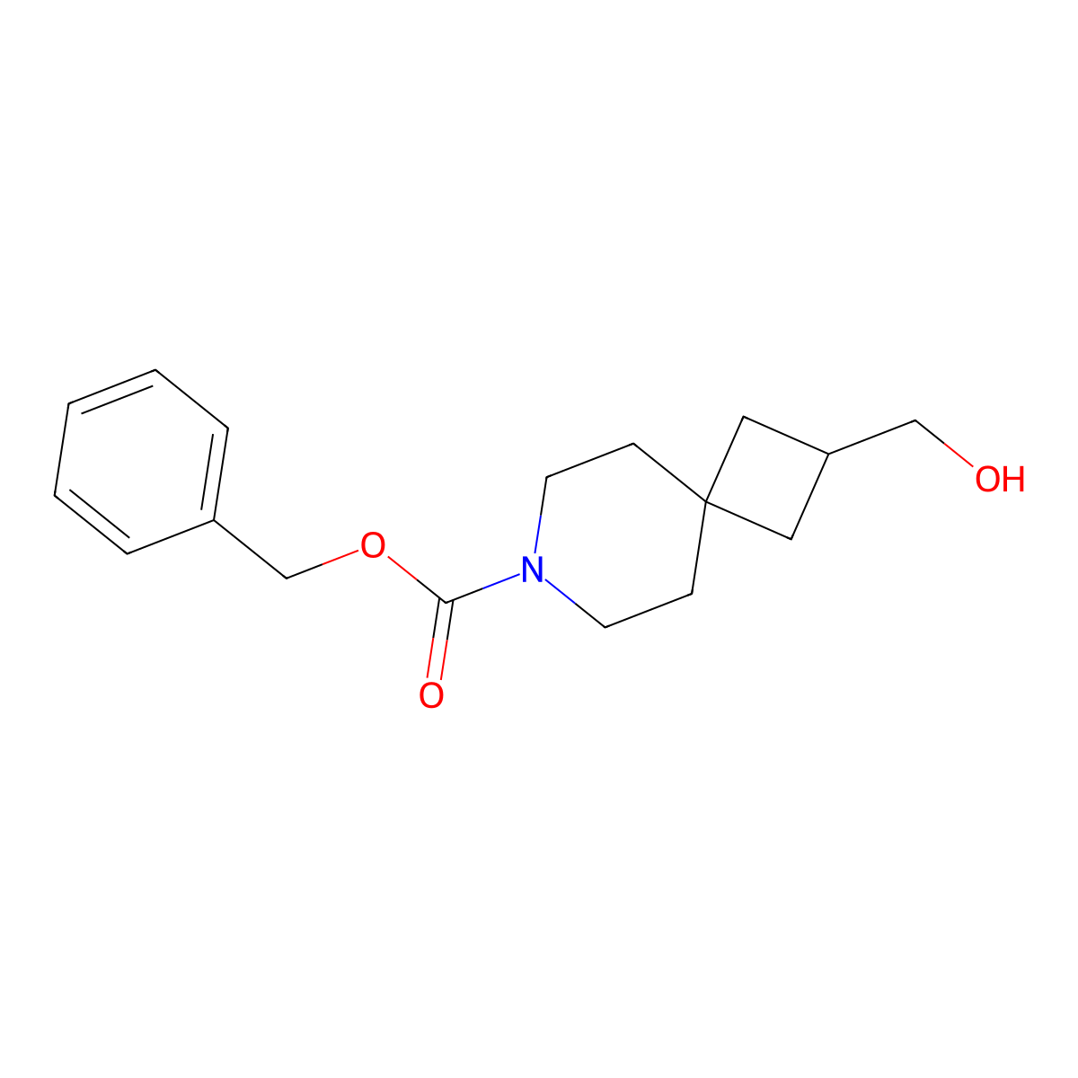 Benzyl 2-(hydroxymethyl)-7-azaspiro[3.5]nonane-7-carboxylate molecular structure, CAS 2222604-15-9