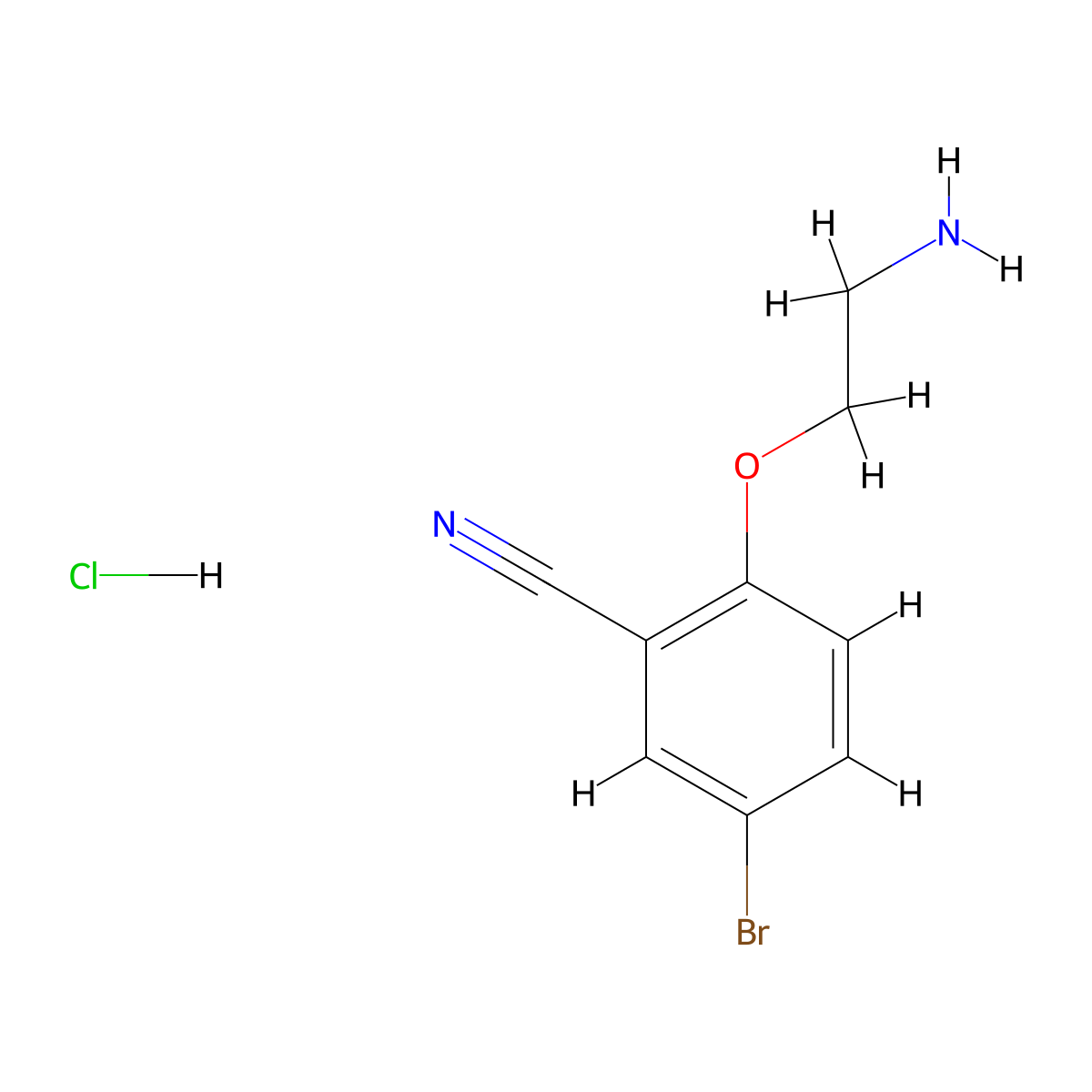 2-(2-Aminoethoxy)-5-bromobenzonitrile hydrochloride molecular structure, CAS 2222613-17-2