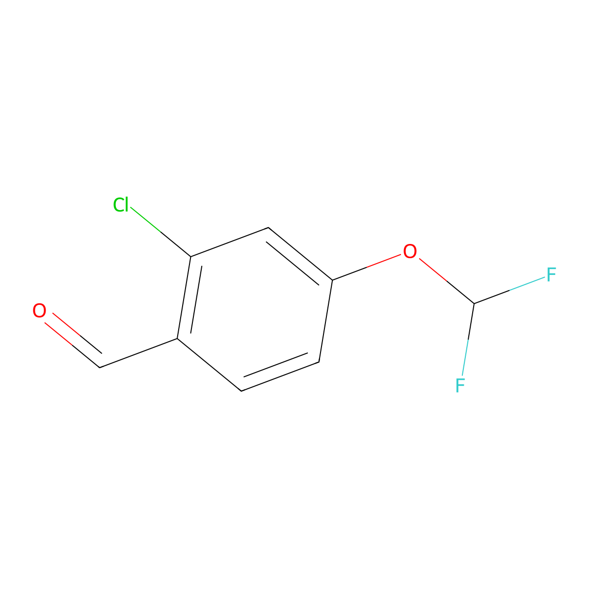 2-Chloro-4-(difluoromethoxy)benzaldehyde molecular structure, CAS 2222644-34-8