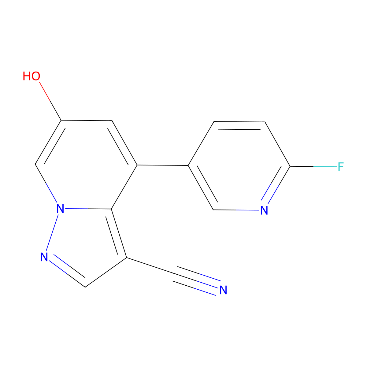 4-(6-Fluoropyridin-3-yl)-6-hydroxypyrazolo[1,5-a]pyridine-3-carbonitrile molecular structure, CAS 2222654-09-1