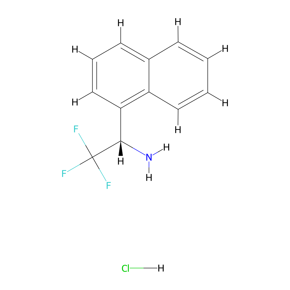 (S)-2,2,2-Trifluoro-1-(naphthalen-1-yl)ethanamine hydrochloride molecular structure, CAS 2222662-58-8