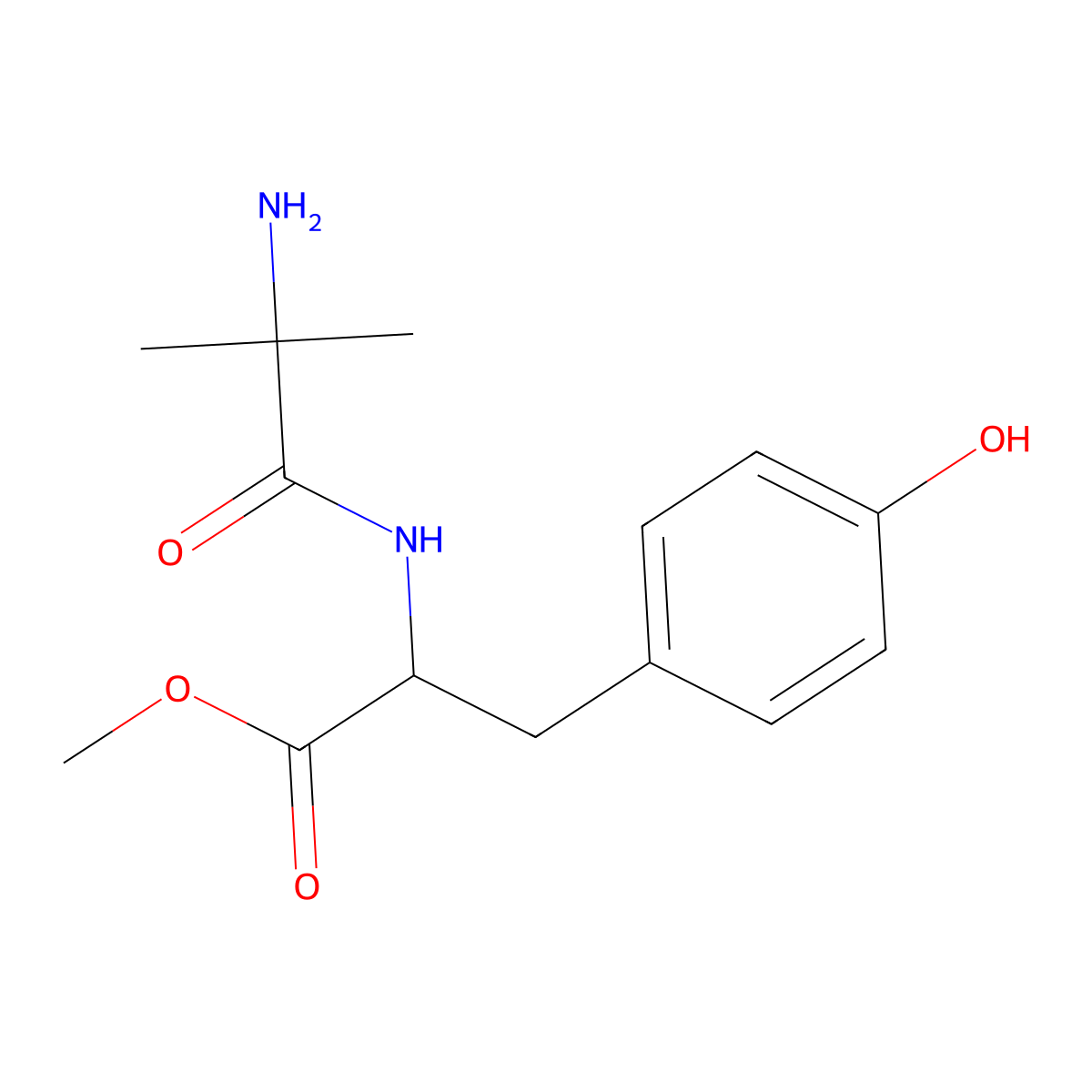 methyl (2S)-2-(2-amino-2-methylpropanamido)-3-(4-hydroxyphenyl)propanoate molecular structure, CAS 2222667-16-3