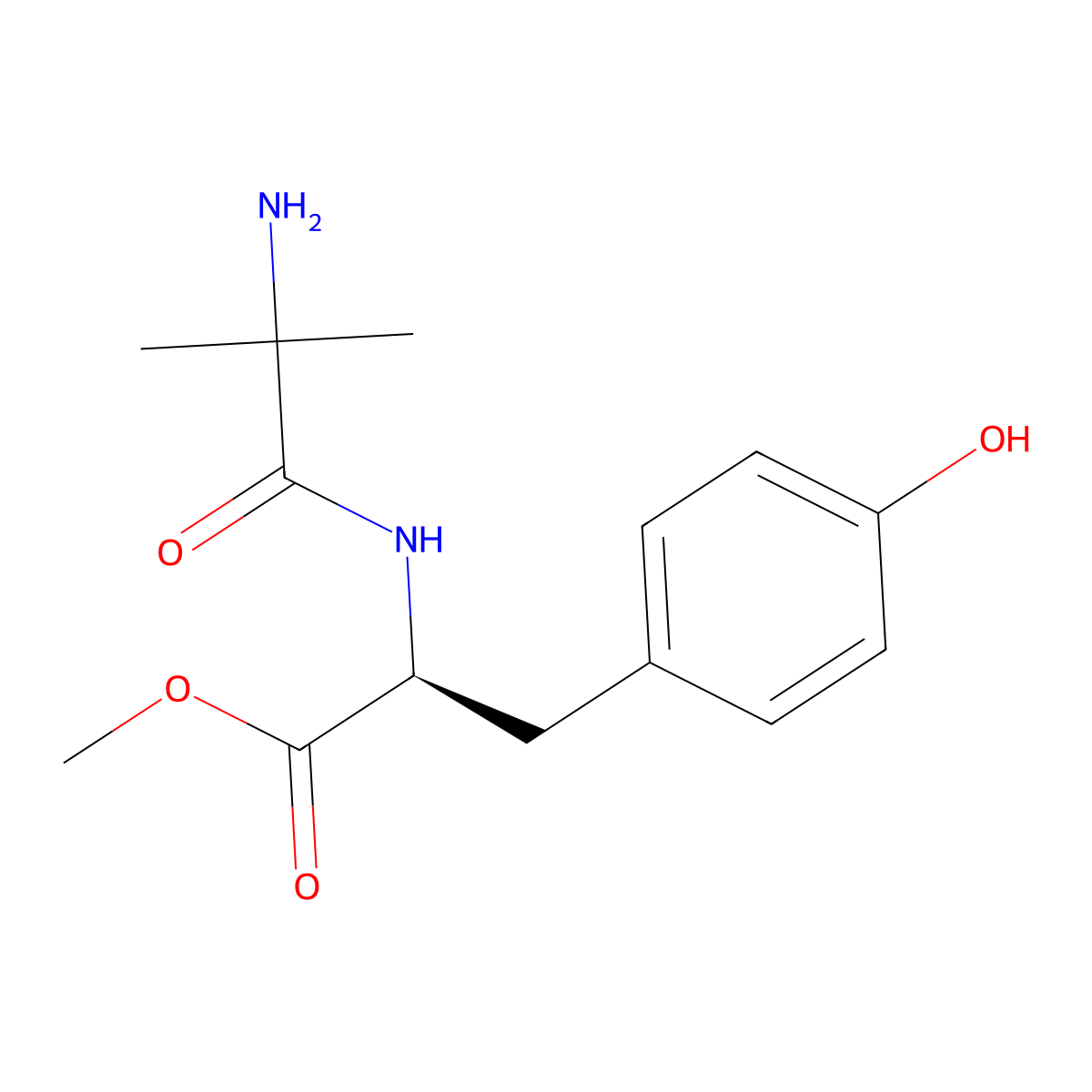 methyl (2S)-2-(2-amino-2-methylpropanamido)-3-(4-hydroxyphenyl)propanoate molecular structure, CAS 2222667-16-3