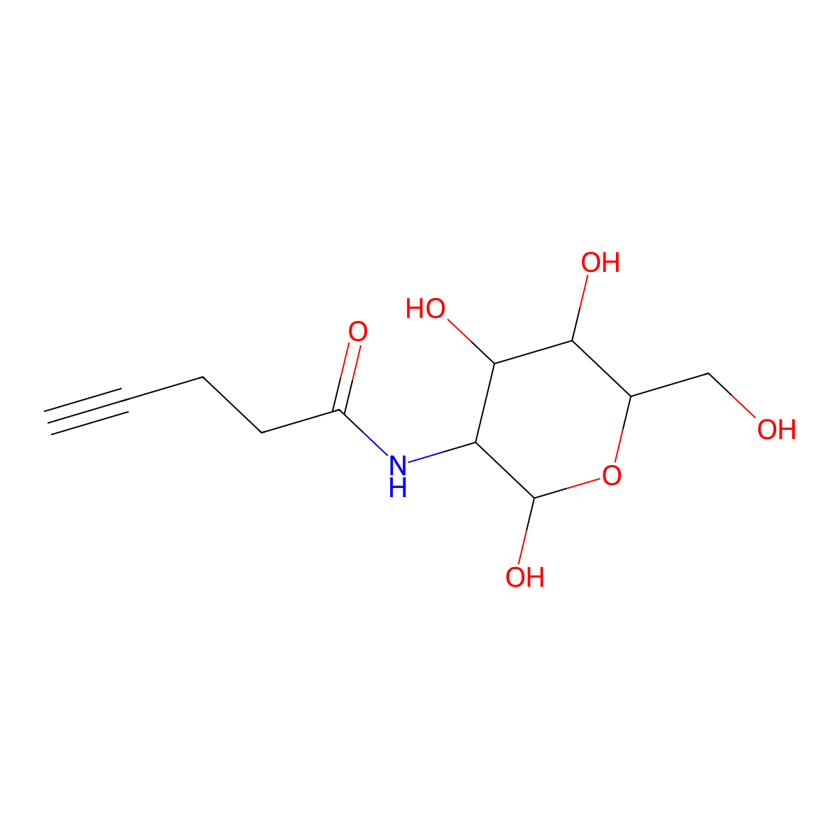 N-[(3S,4R,5S,6R)-2,4,5-trihydroxy-6-(hydroxymethyl)oxan-3-yl]pent-4-ynamide molecular structure, CAS 2222687-74-1