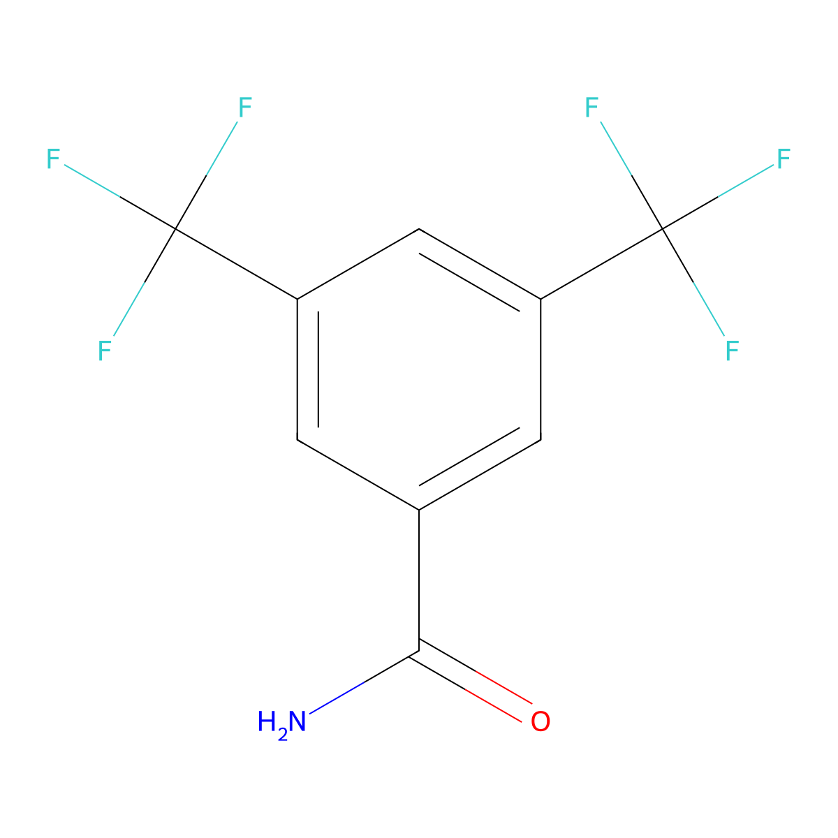 3,5-Bis(trifluoromethyl)benzamide molecular structure, CAS 22227-26-5