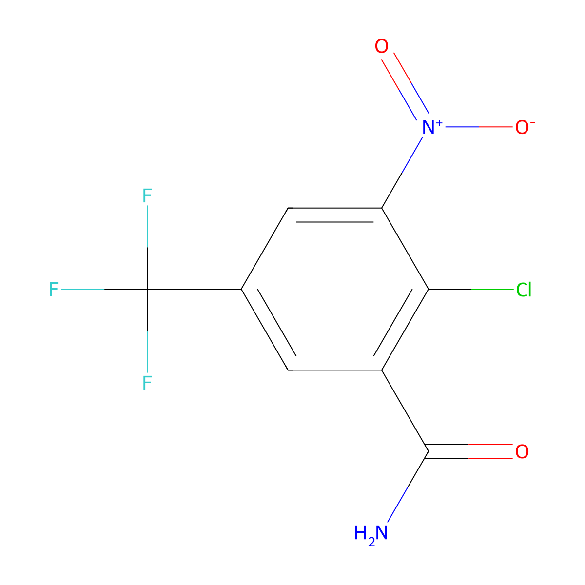 2-Chloro-3-nitro-5-(trifluoromethyl)benzamide molecular structure, CAS 22227-47-0