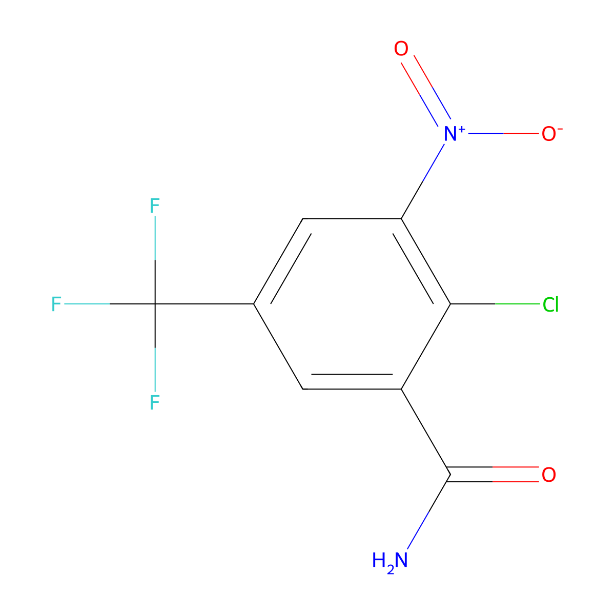 2-Chloro-3-nitro-5-(trifluoromethyl)benzamide molecular structure, CAS 22227-47-0