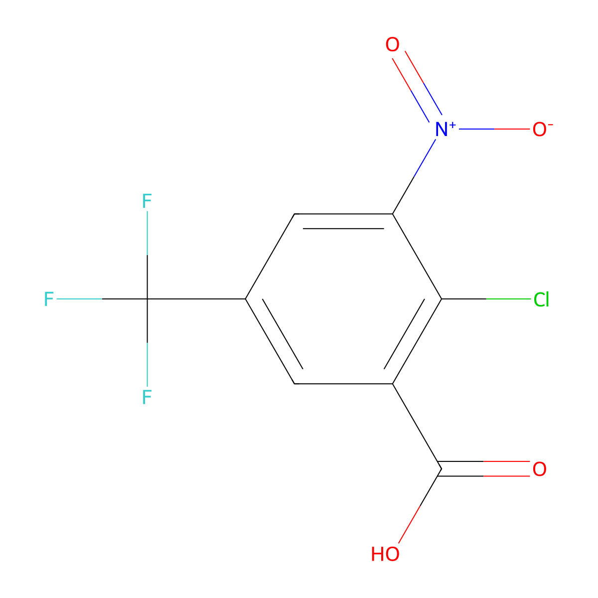2-chloro-3-nitro-5-(trifluoromethyl)benzoic Acid molecular structure, CAS 22227-59-4