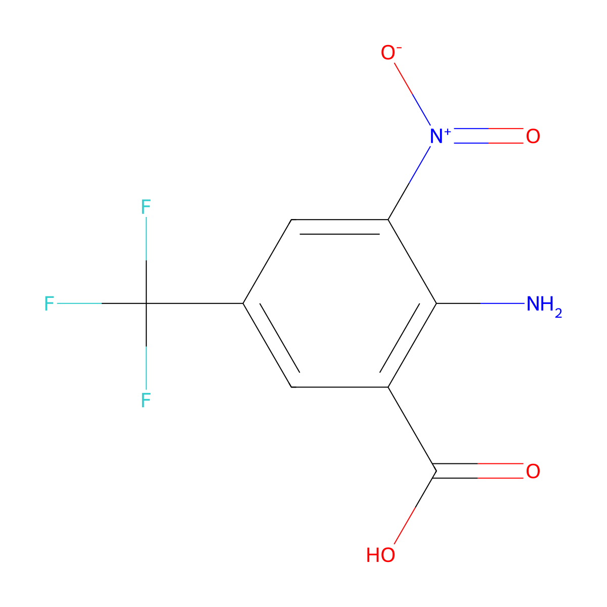 2-Amino-3-nitro-5-(trifluoromethyl)benzoic acid molecular structure, CAS 22227-60-7