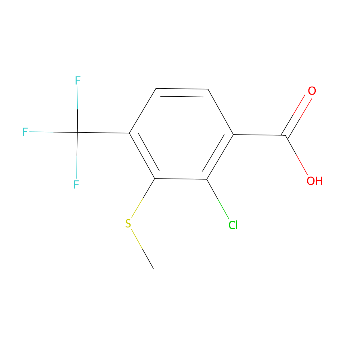 2-Chloro-3-(methylthio)-4-(trifluoromethyl)benzoic acid molecular structure, CAS 2222707-88-0