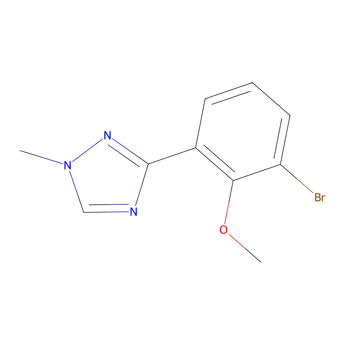 3-(3-Bromo-2-methoxyphenyl)-1-methyl-1H-1,2,4-triazole molecular structure, CAS 2222717-56-6