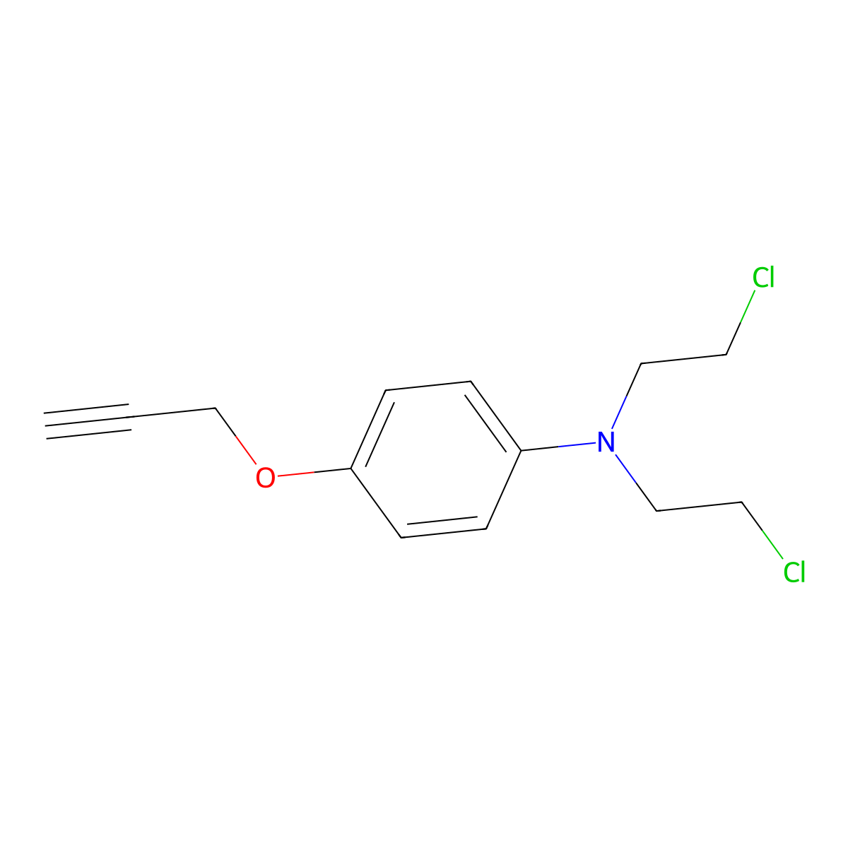 N,N-bis(2-chloroethyl)-4-(prop-2-yn-1-yloxy)aniline molecular structure, CAS 2222729-39-5