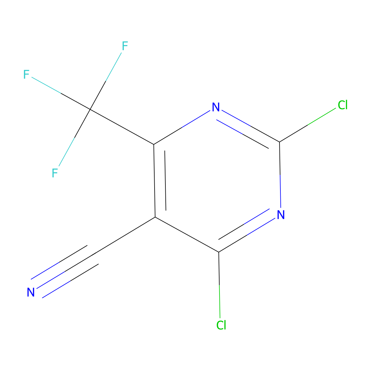 2,4-Dichloro-6-(trifluoromethyl)pyrimidine-5-carbonitrile molecular structure, CAS 2222732-35-4