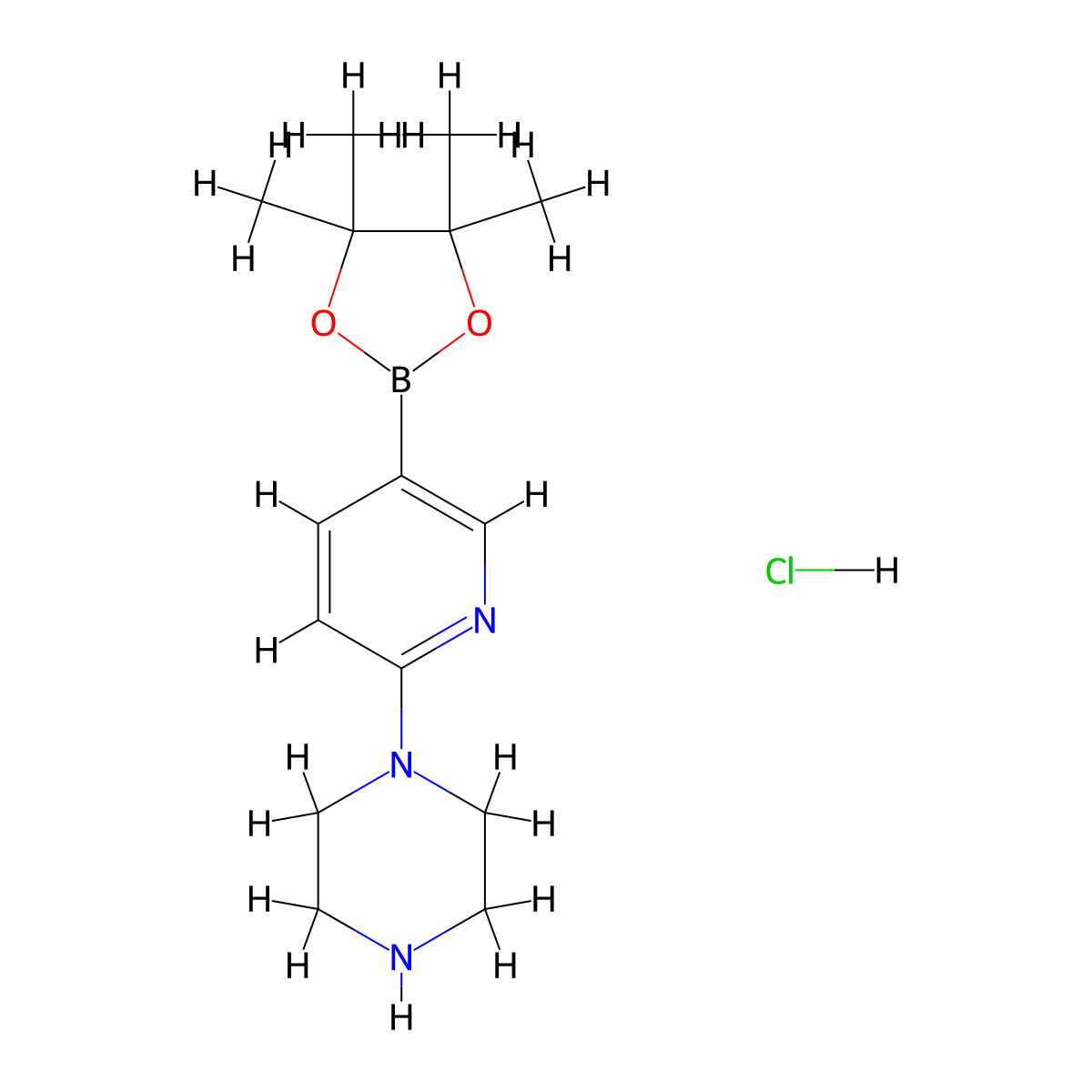 1-(5-(4,4,5,5-Tetramethyl-1,3,2-dioxaborolan-2-yl)pyridin-2-yl)piperazine hydrochloride molecular structure, CAS 2222758-60-1