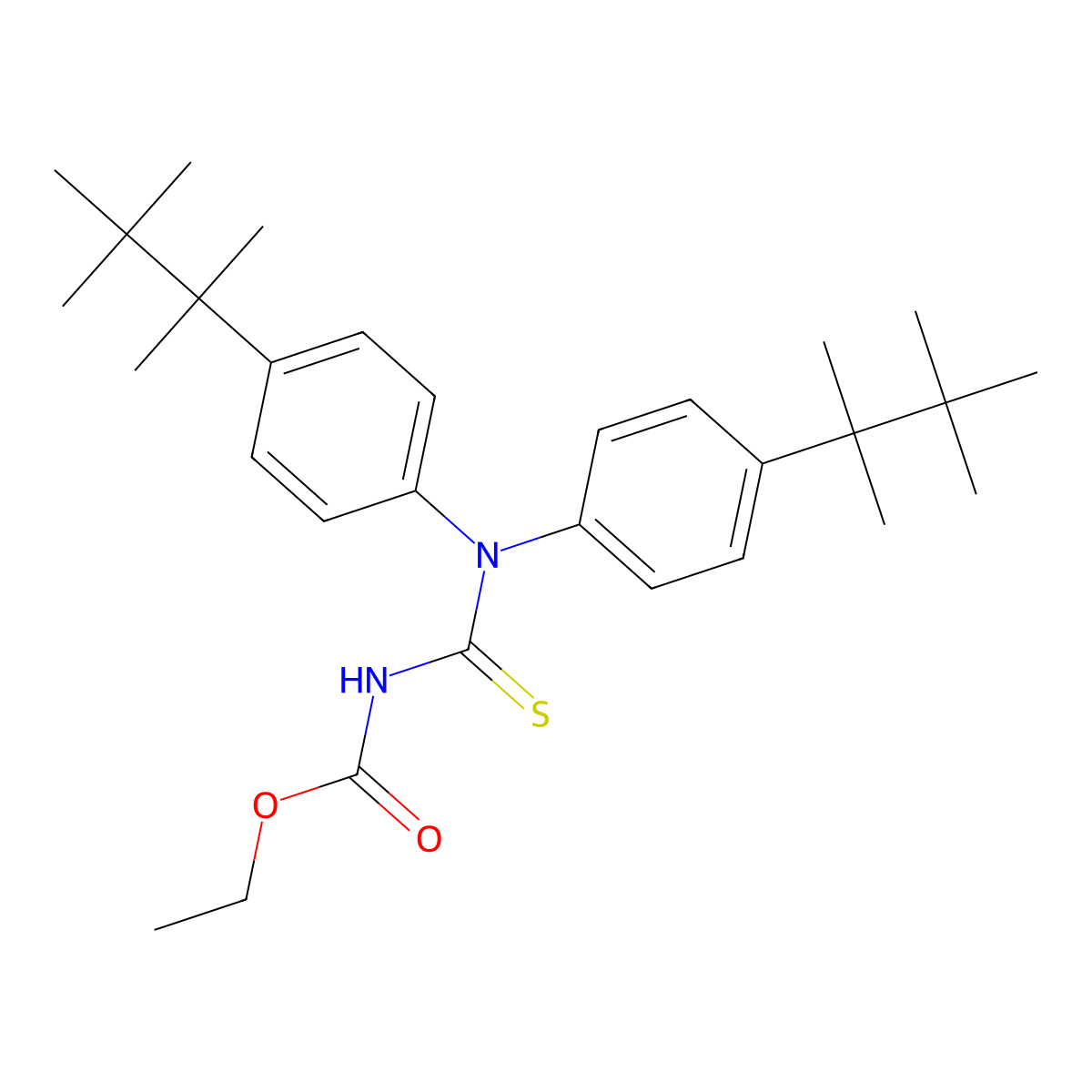 Ethyl N-[bis(4-(2,2,3,3-tetramethylbutyl)phenyl) carbamothioyl]carbamate molecular structure, CAS 2222788-49-8