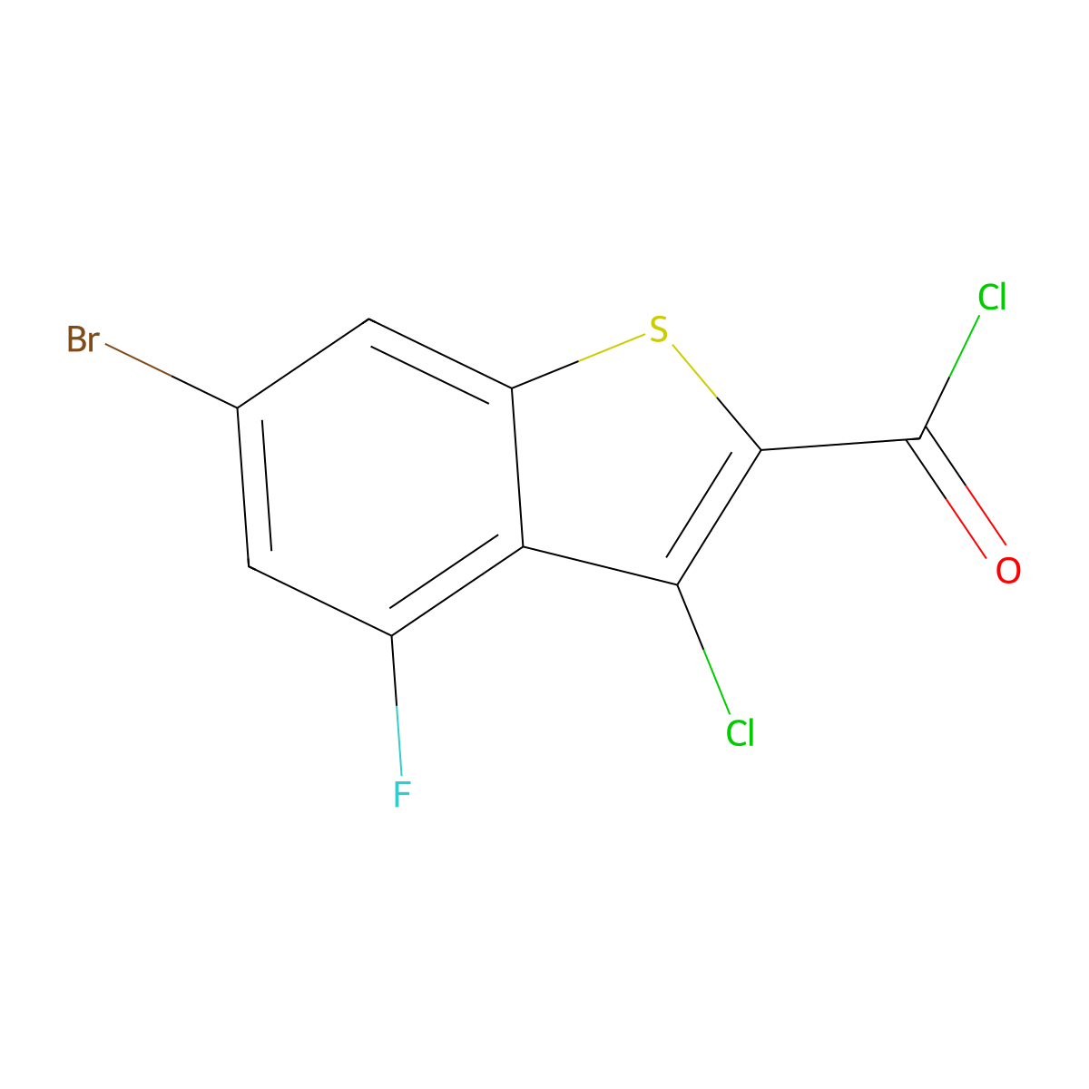 6-Bromo-3-chloro-4-fluorobenzothiophene-2-carbonyl chloride molecular structure, CAS 2222788-52-3