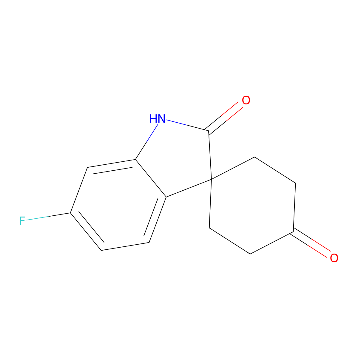 6'-Fluoro-1',2'-dihydrospiro[cyclohexane-1,3'-indole]-2',4-dione molecular structure, CAS 2222792-65-4