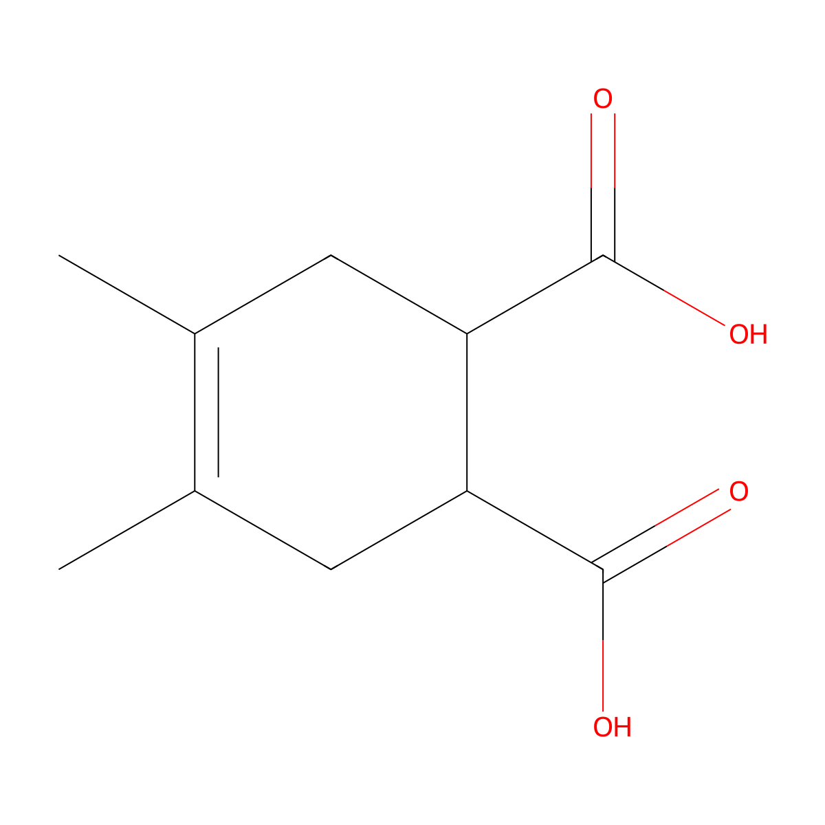 4,5-Dimethylcyclohex-4-ene-1,2-dicarboxylic acid molecular structure, CAS 22228-48-4