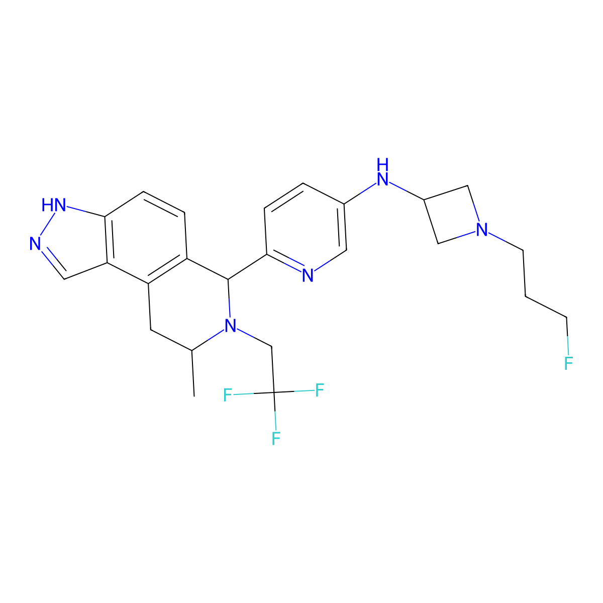 N-(1-(3-fluoropropyl)azetidin-3-yl)-6-((6R,8R)-8-methyl-7-(2,2,2-trifluoroethyl)-6,7,8,9-tetrahydro-3H-pyrazolo[4,3-f]isoquinolin-6-yl)pyridin-3-amine molecular structure, CAS 2222846-06-0