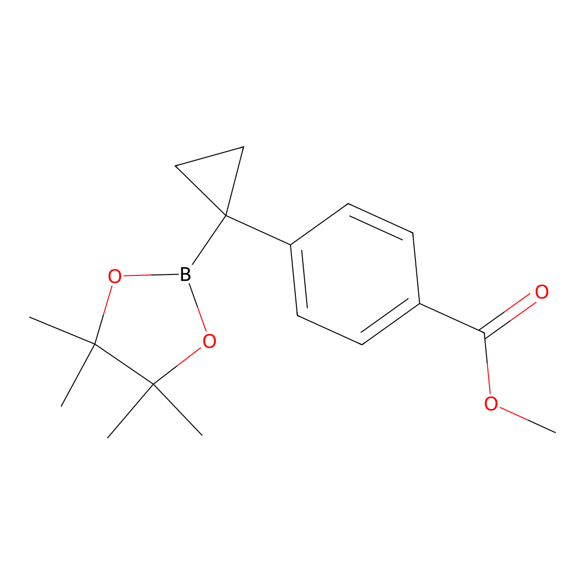 Methyl 4-(1-(4,4,5,5-tetramethyl-1,3,2-dioxaborolan-2-yl)cyclopropyl)benzoate molecular structure, CAS 2222866-66-0