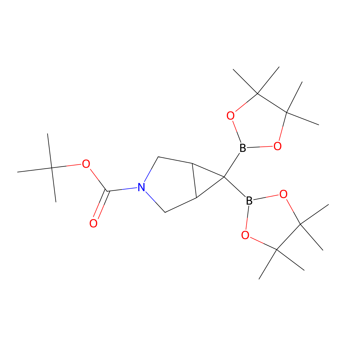 tert-Butyl 6,6-bis(4,4,5,5-tetramethyl-1,3,2-dioxaborolan-2-yl)-3-azabicyclo[3.1.0]hexane-3-carboxylate molecular structure, CAS 2222867-19-6