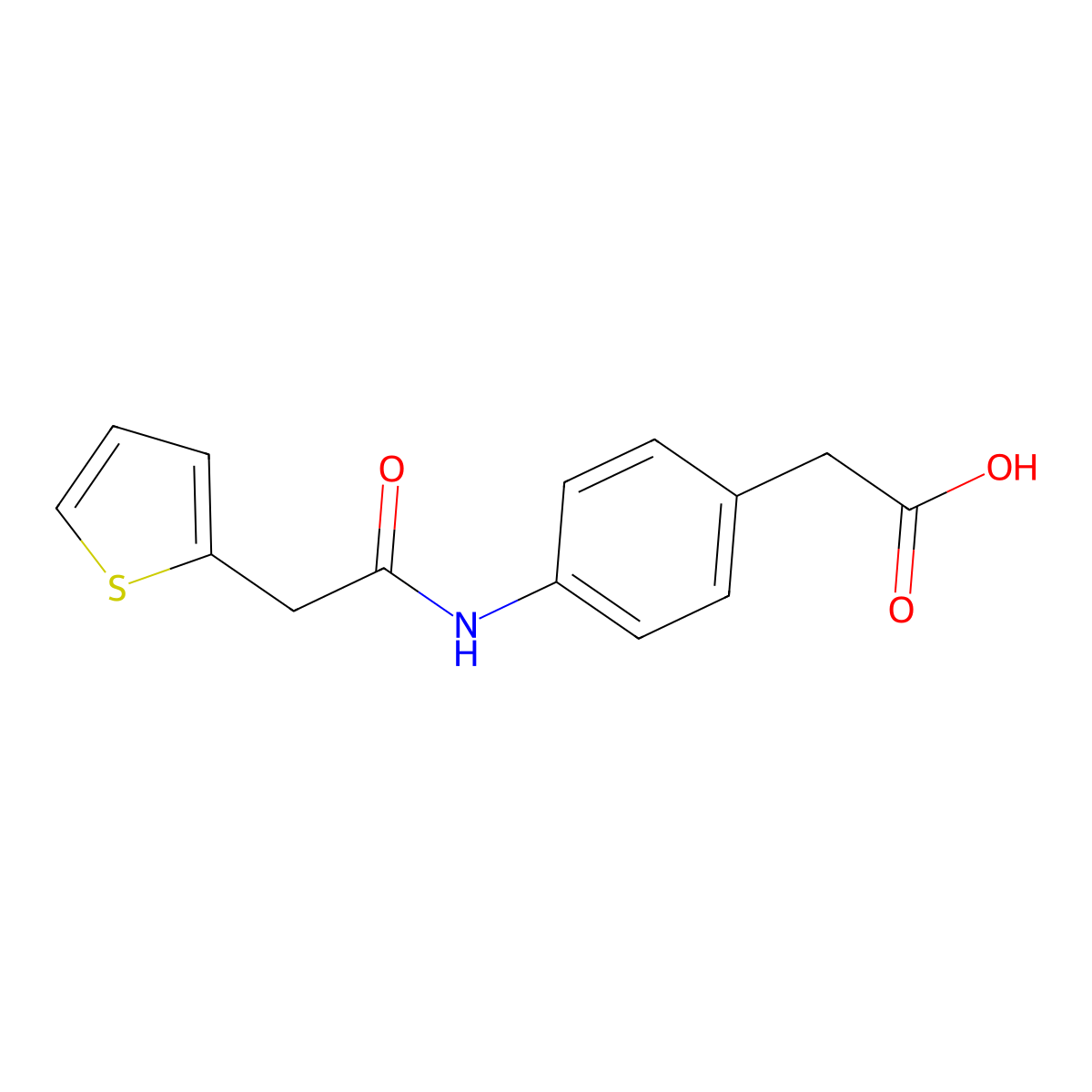 {4-[(Thiophen-2-ylacetyl)amino]phenyl}acetic acid molecular structure, CAS 222293-31-4