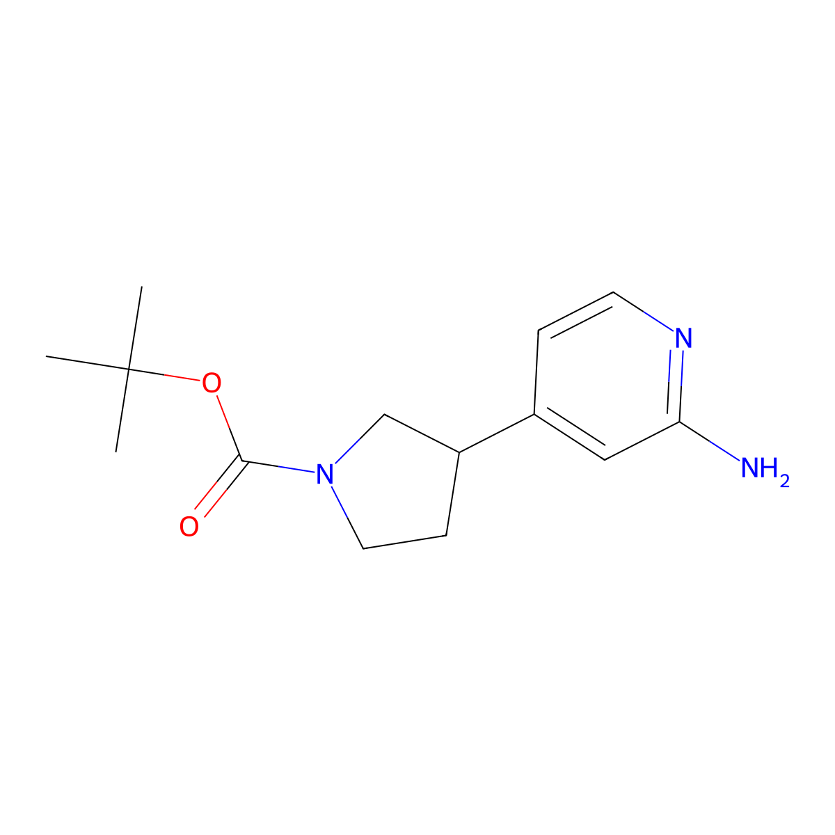 Tert-butyl 3-(2-aminopyridin-4-yl)pyrrolidine-1-carboxylate molecular structure, CAS 2222933-77-7