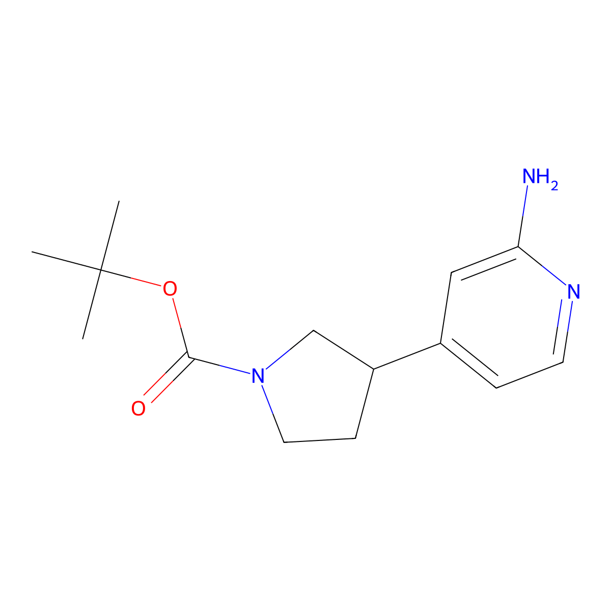 Tert-butyl 3-(2-aminopyridin-4-yl)pyrrolidine-1-carboxylate molecular structure, CAS 2222933-77-7