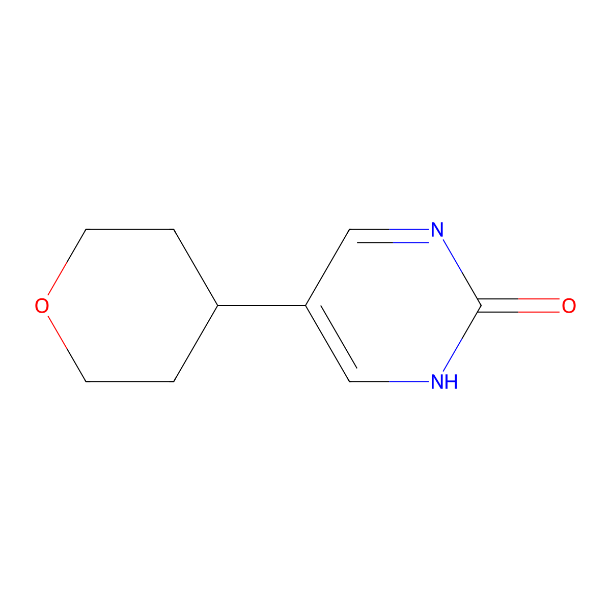 5-(tetrahydro-2H-pyran-4-yl)pyrimidin-2-ol molecular structure, CAS 2222933-79-9
