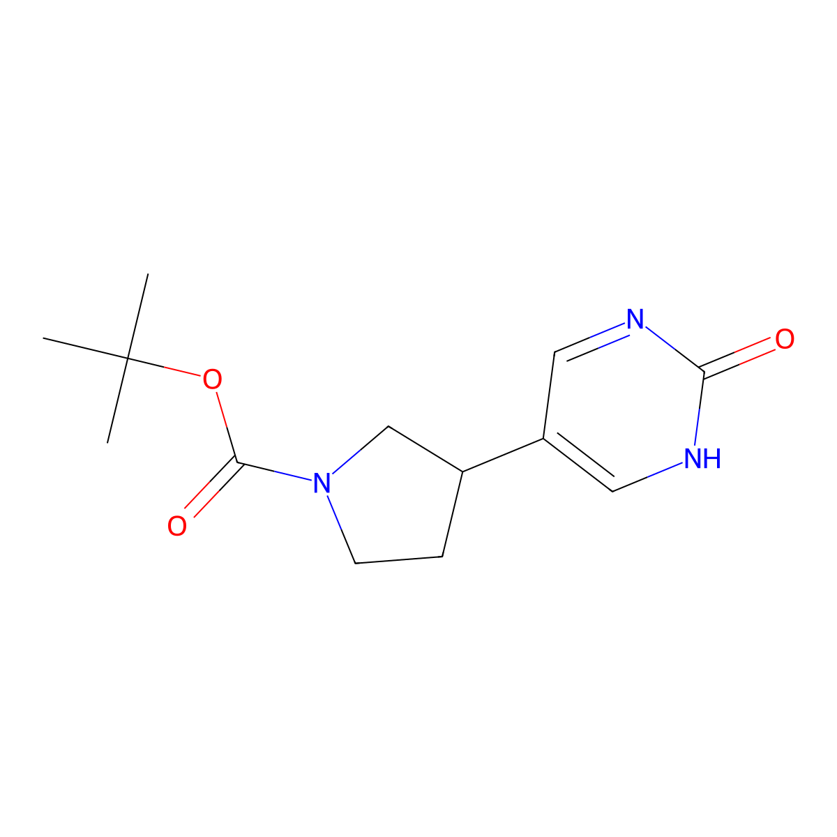 Tert-butyl 3-(2-hydroxypyrimidin-5-yl)pyrrolidine-1-carboxylate molecular structure, CAS 2222933-80-2