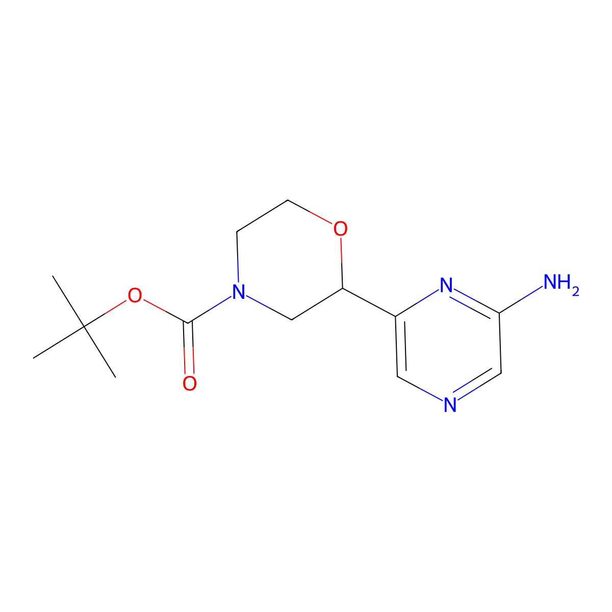 Tert-butyl 2-(6-aminopyrazin-2-yl)morpholine-4-carboxylate molecular structure, CAS 2222933-81-3